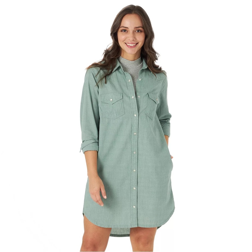 NWT Wrangler Green Western Shirt Dress